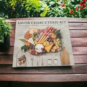 Savor Charcuterie Kit Cheese Spreads Serving Board Knives Slicer Cookbook Etc.